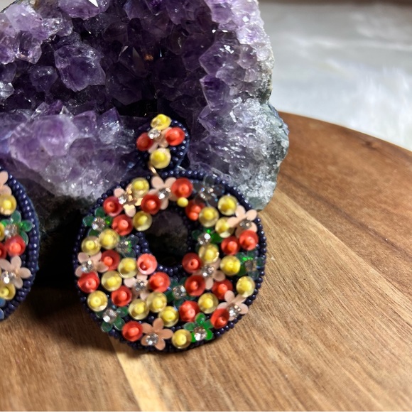 Stella & Dot Beaded Multi Color Earrings - Picture 3 of 6